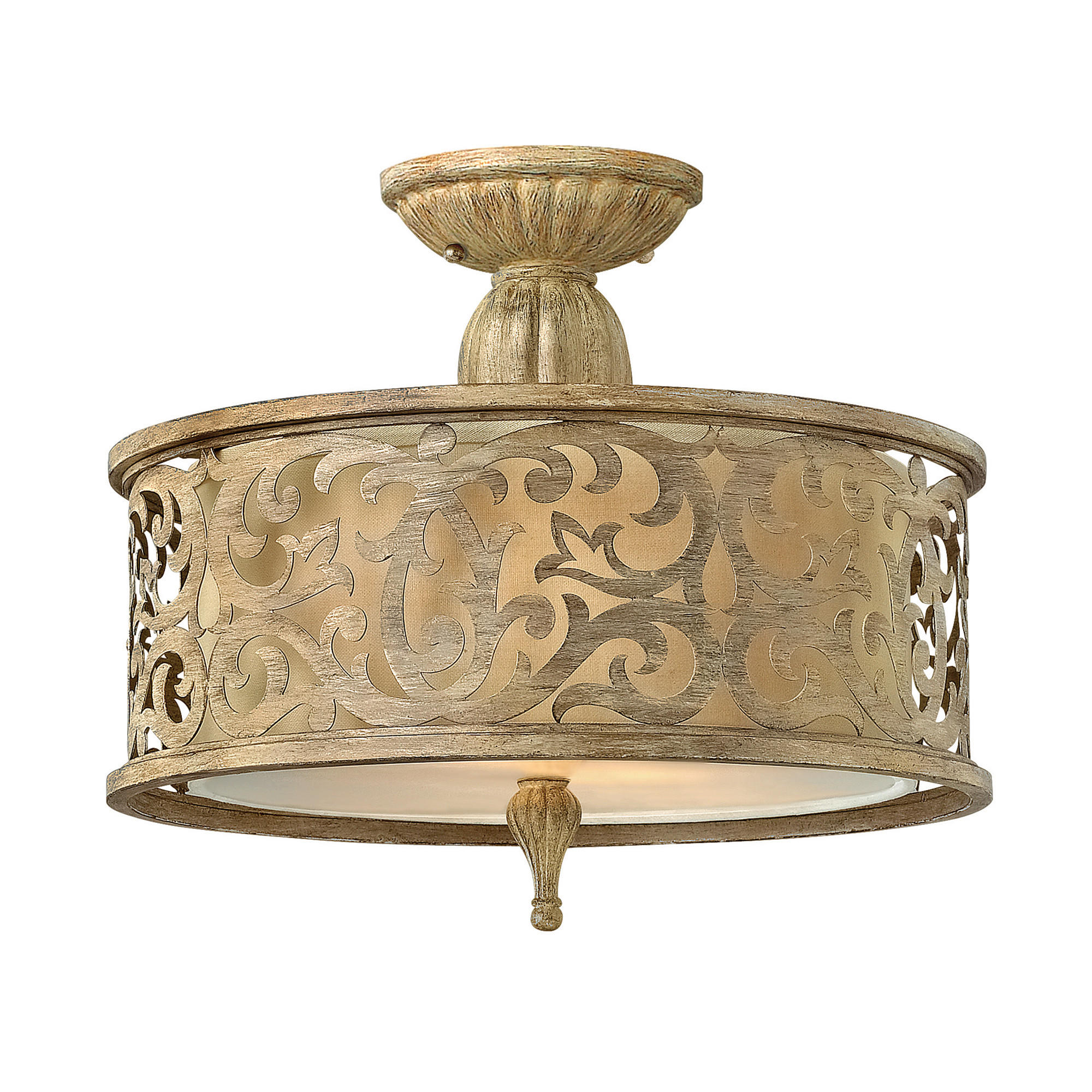 DECKENLEUCHTE  37.5/35.6 cm    - Champagner, Romantik / Landhaus, Glas/Textil (37.5/35.6cm) - Elstead Lighting