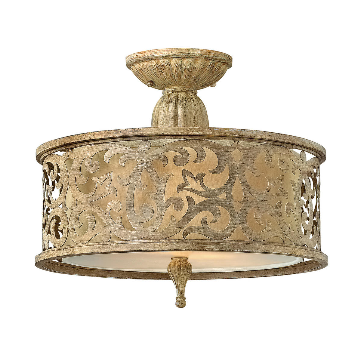 DECKENLEUCHTE  37.5/35.6 cm    - Champagner, Romantik / Landhaus, Glas/Textil (37.5/35.6cm) - Elstead Lighting