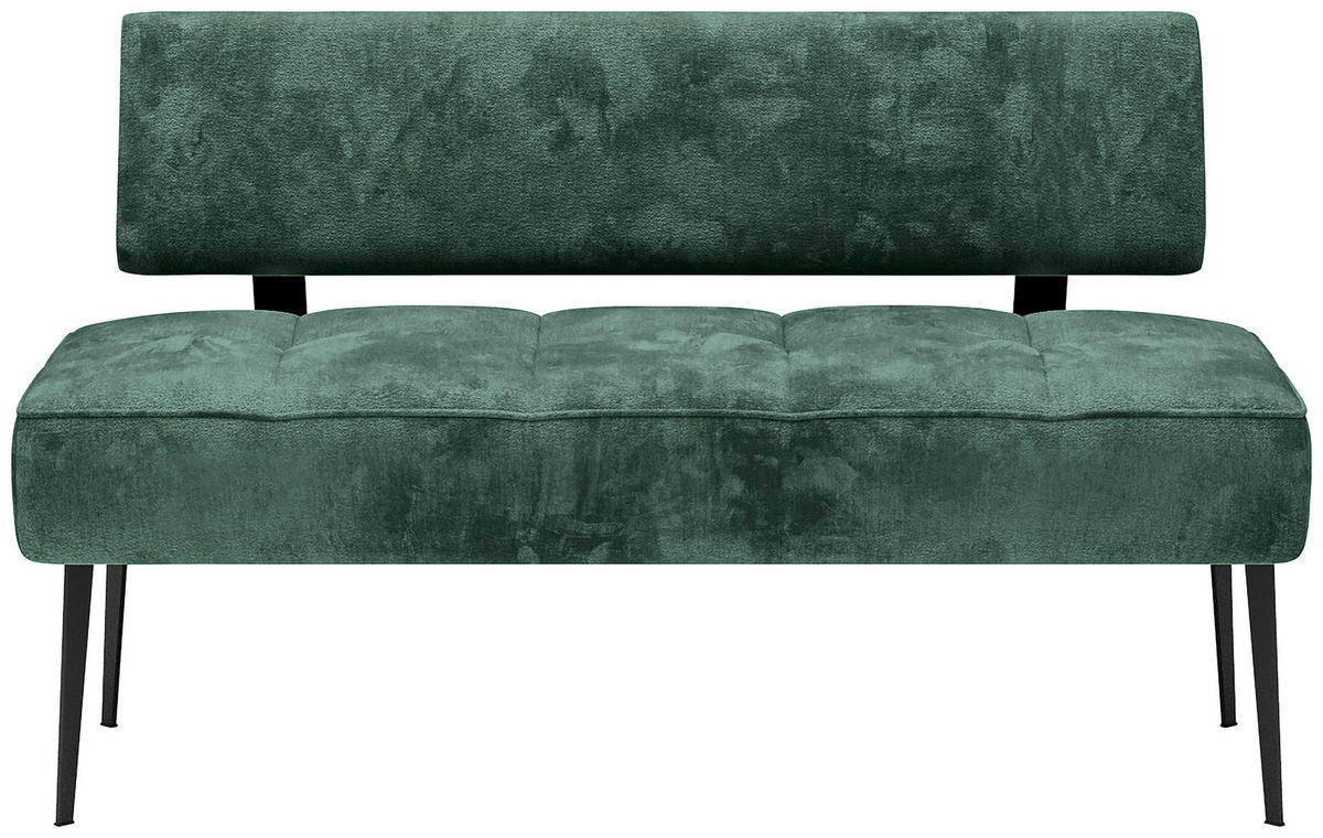 SITZBANK 162/90/65 cm Webstoff Dunkelgrün Metall  - Dunkelgrün/Schwarz, MODERN, Textil/Metall (162/90/65cm) - Welnova