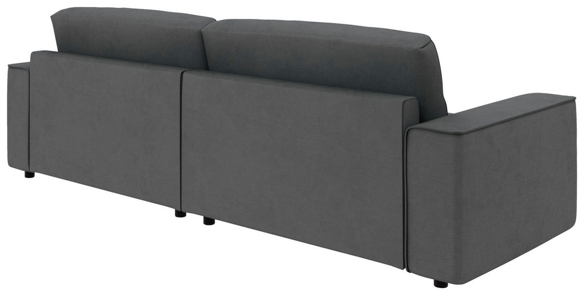 ECKSOFA in Struktur Anthrazit  - Anthrazit/Schwarz, Modern, Kunststoff/Textil (265/164cm) - Trendmanufaktur