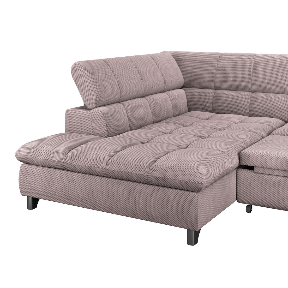 ECKSOFA Rosa Chenille  - Chromfarben/Rosa, KONVENTIONELL, Textil/Metall (234/312cm) - Livetastic