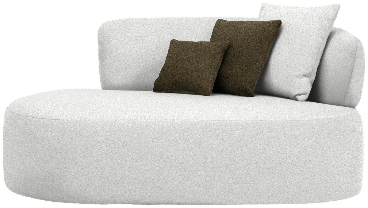 RÉCAMIERE in Bouclé Sandfarben, Olivgrün  - Sandfarben/Schwarz, MODERN, Kunststoff/Textil (166/86/105cm) - Hom`in