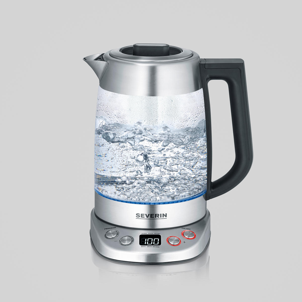 WASSERKOCHER 1,7 l  - Edelstahlfarben/Transparent, KONVENTIONELL, Glas/Kunststoff (18/23/24cm) - Severin