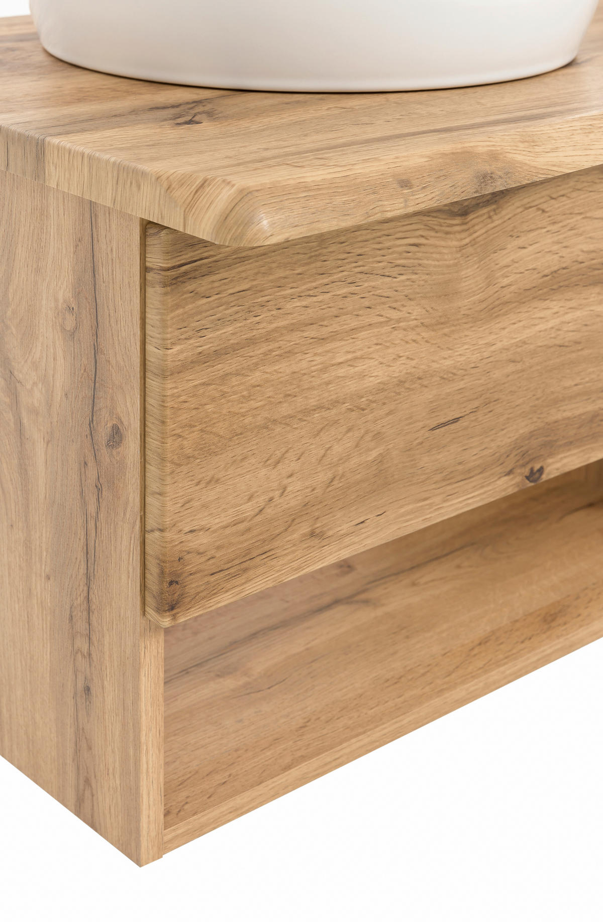 WASCHTISCHUNTERSCHRANK  - Eiche Wotan/Silberfarben, Natur, Holzwerkstoff/Kunststoff (61/55/40cm) - Xora