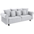 BIGSOFA in Samt Silberfarben  - Silberfarben/Schwarz, Design, Holz/Textil (248/96/95cm) - Carryhome