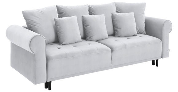 BIGSOFA in Samt Silberfarben  - Silberfarben/Schwarz, Design, Holz/Textil (248/96/95cm) - Carryhome