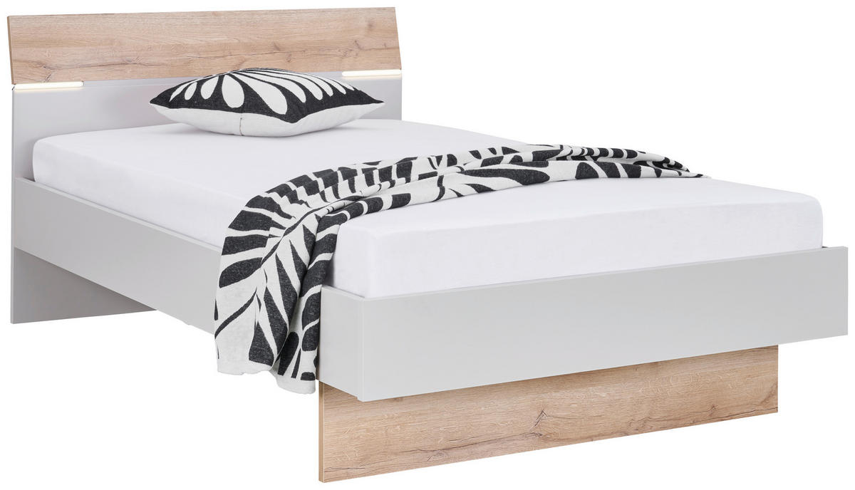 BETT 120/200 cm  in Eichefarben, Sandfarben   - Sandfarben/Eichefarben, Modern, Holzwerkstoff (120/200cm) - Hom`in