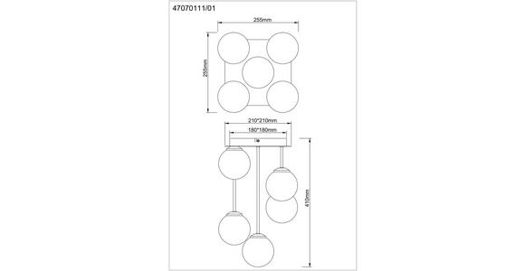 HÄNGELEUCHTE 25,5/25,5/41 cm - Goldfarben/Weiß, Trend, Glas/Metall (25,5/25,5/41cm) - Novel