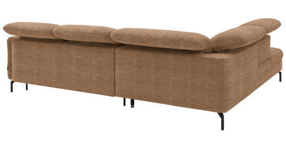 ECKSOFA in Flachgewebe Braun 233/299-313 cm - Schwarz/Braun, Design, Textil/Metall (233/299-313cm) - Dieter Knoll