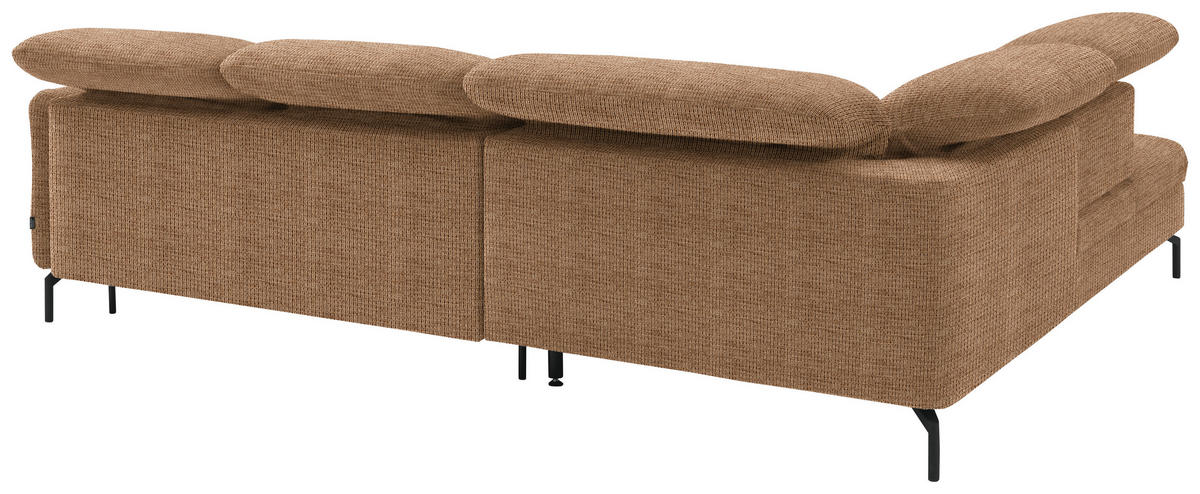 ECKSOFA in Flachgewebe Braun  - Schwarz/Braun, Design, Textil/Metall (233/299-313cm) - Dieter Knoll
