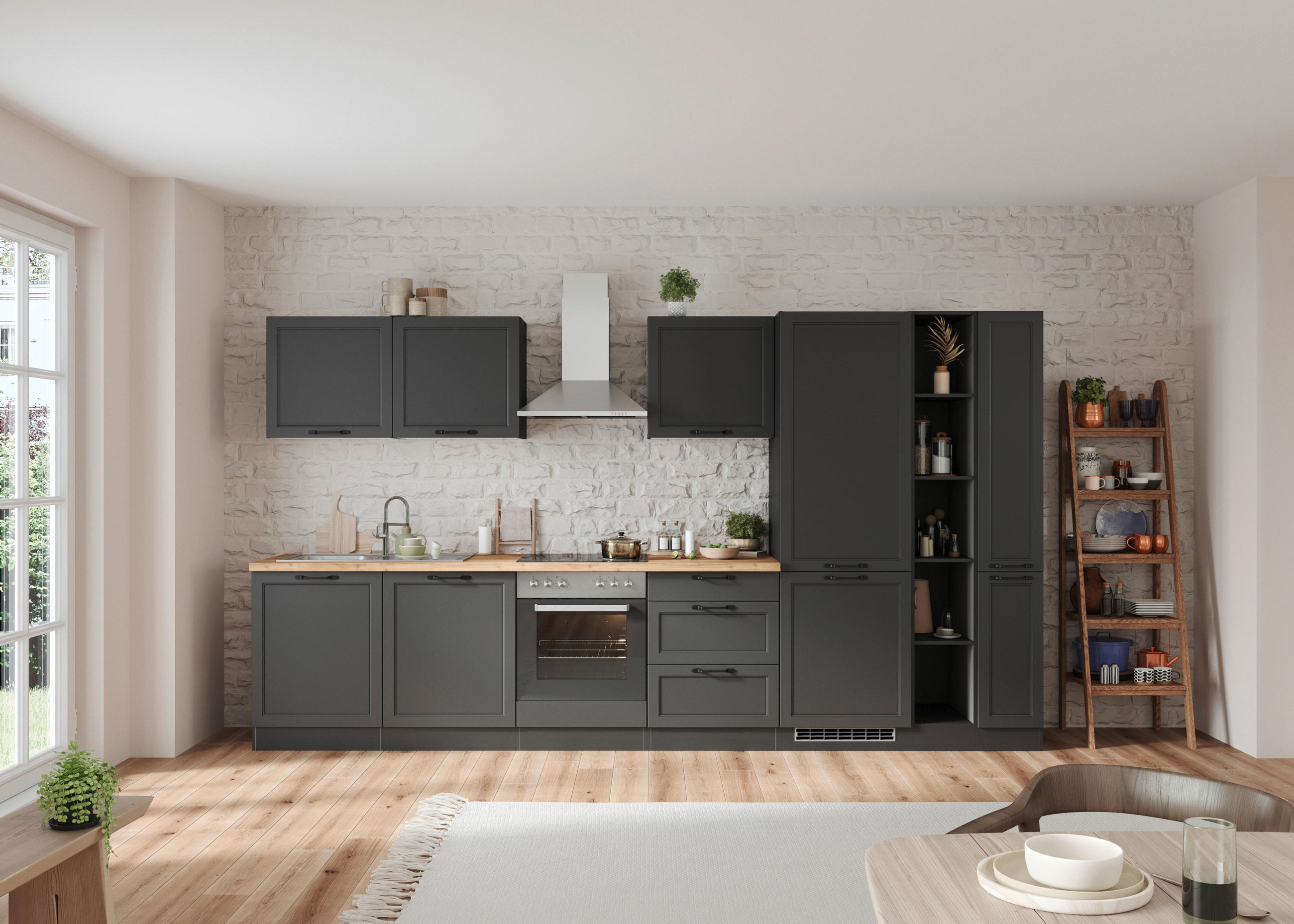 APOTHEKERSCHRANK 30/200/60 cm  in Grau  - Schwarz/Grau, LIFESTYLE, Holzwerkstoff/Metall (30/200/60cm) - Held