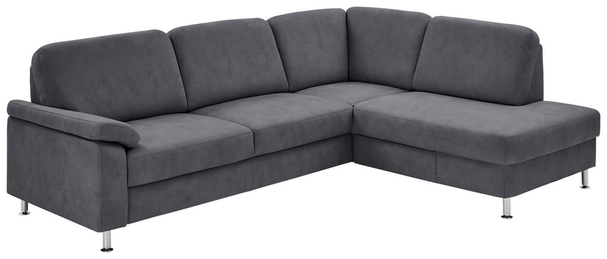 ECKSOFA in Mikrofaser Anthrazit  - Anthrazit, Design, Textil/Metall (266/202cm) - Beldomo System