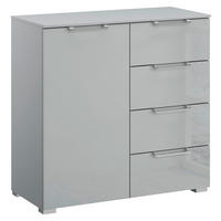 KOMMODE 80/81/42 cm Grau, Hellgrau  - Silberfarben/Hellgrau, Design, Glas/Holzwerkstoff (80/81/42cm) - Novel
