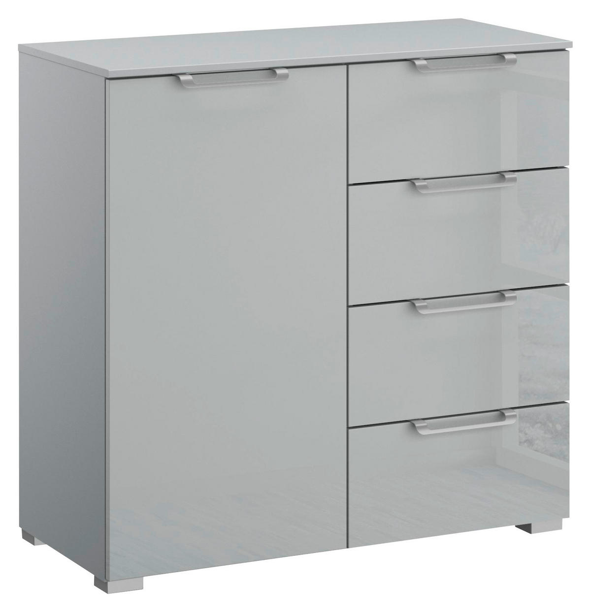 KOMMODE 80/81/42 cm Grau, Hellgrau  - Silberfarben/Hellgrau, Design, Glas/Holzwerkstoff (80/81/42cm) - Novel