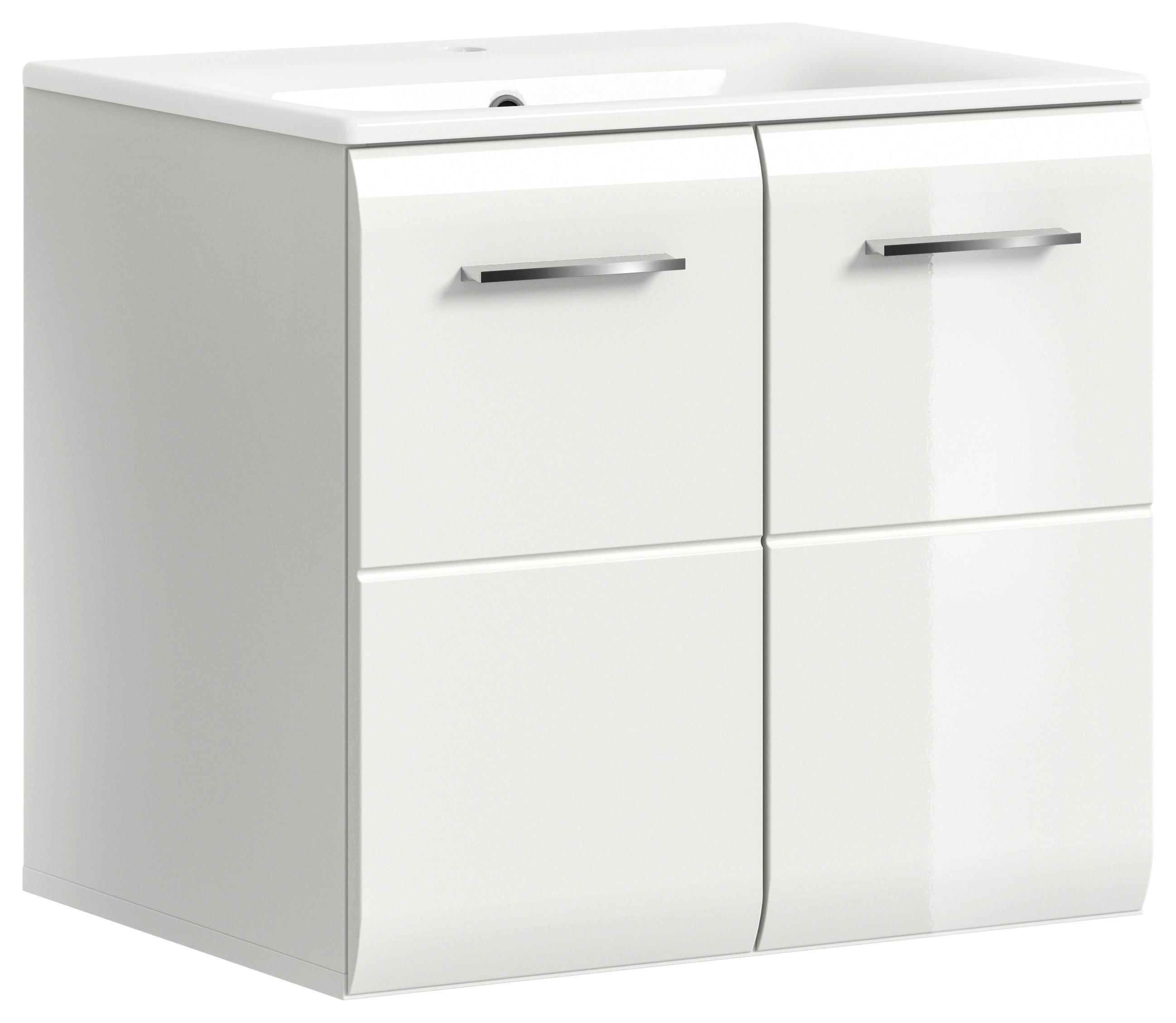 MID.YOU SKŘÍŇKA S UMYVADLEM, vysoce lesklá bílá, bílá, 60/55/46 cm