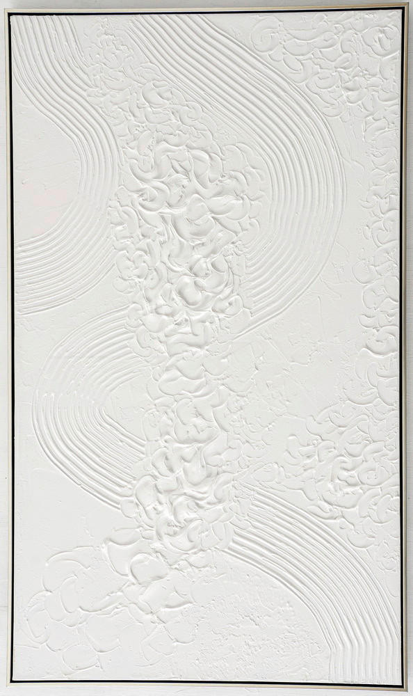 OLJNA SLIKA  90/120 cm   - srebrne barve/bela, Design, umetna masa/tekstil (90/120cm) - Monee