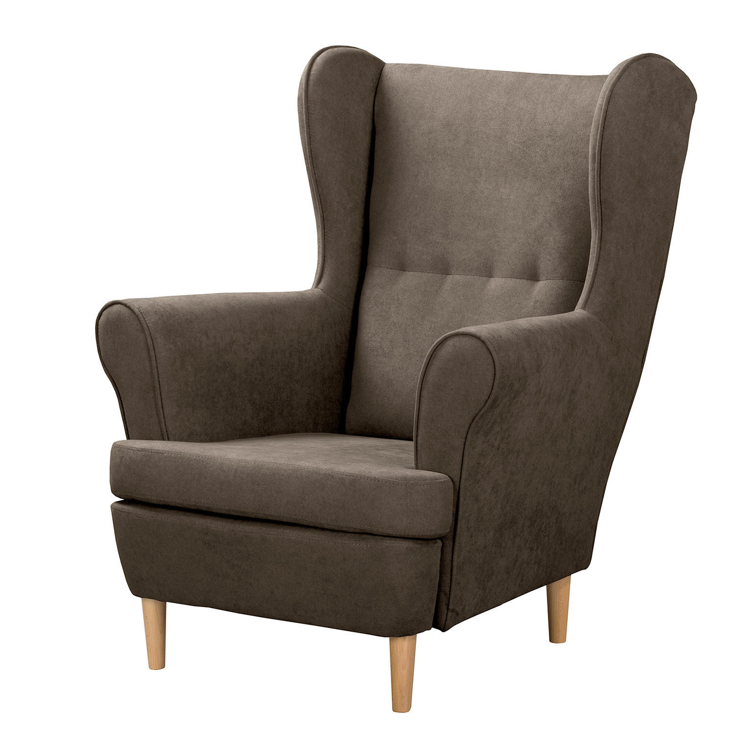 OHRENSESSEL Mikrofaser Schlammfarben  - Schlammfarben/Naturfarben, Design, Holz/Textil (87/105/90cm) - Livetastic