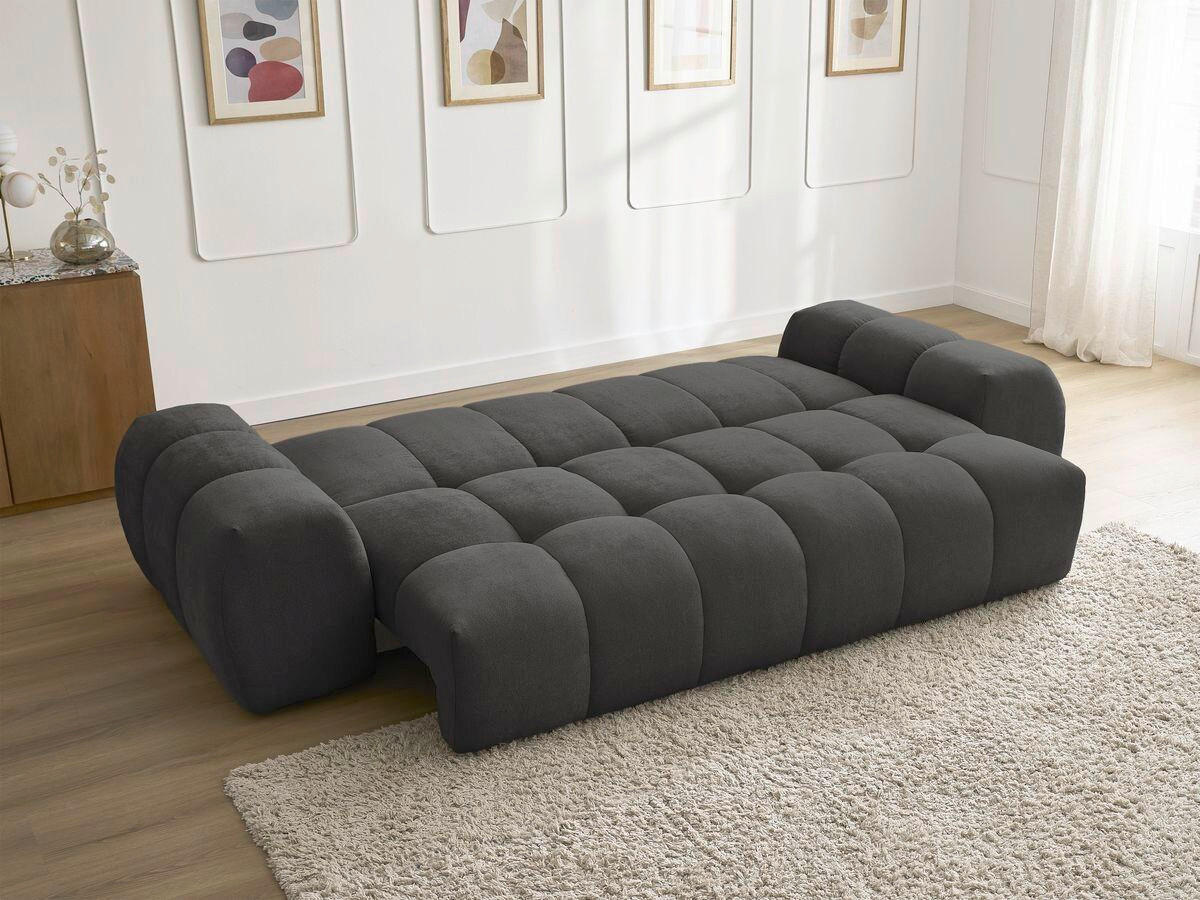SCHLAFSOFA EVEREST  mit Rücken echt, Armteil links, Armteil rechts Struktur Schwarz  - Schwarz, MODERN, Kunststoff/Textil (278/90/115cm)