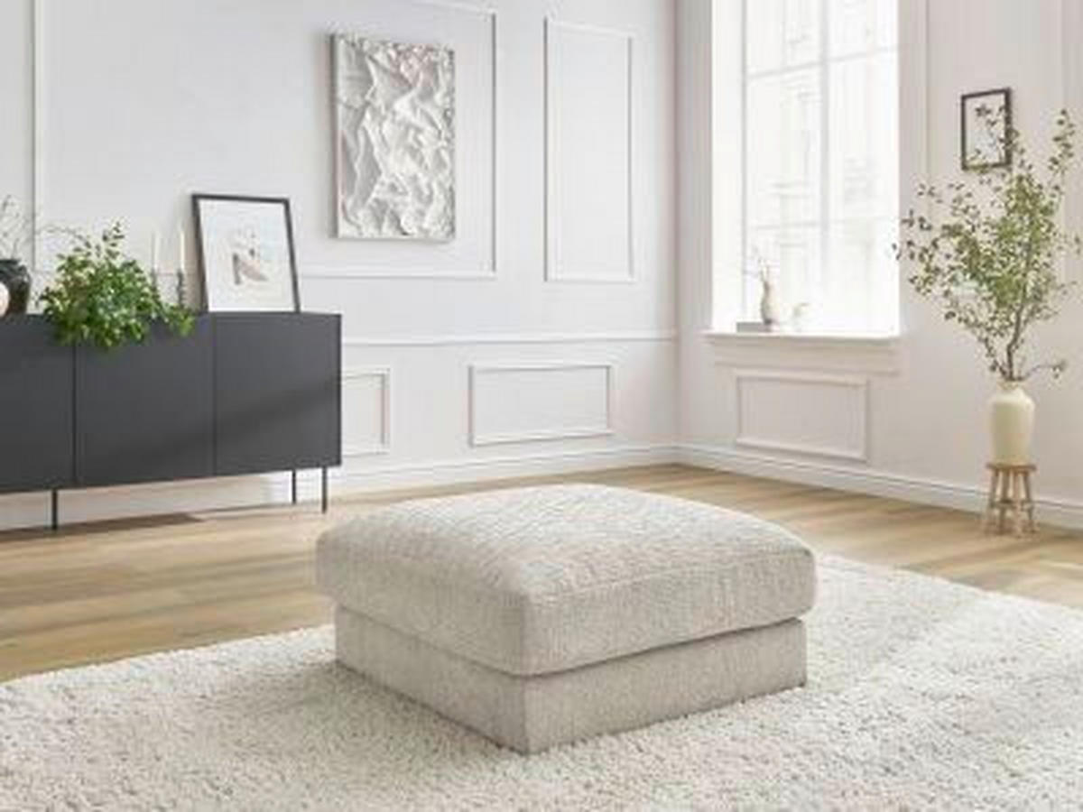 HOCKER LEONARD Struktur Beige  - Beige/Schwarz, MODERN, Kunststoff/Textil (86/43/86cm)