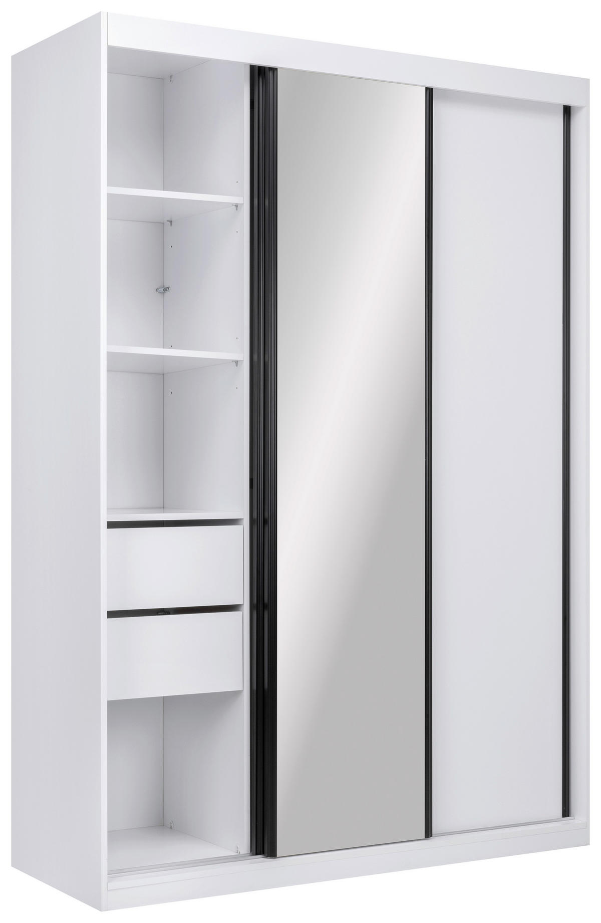 SCHIEBETÜRENSCHRANK 150/215/59,5 cm  - Schwarz/Weiß, MODERN, Holzwerkstoff/Metall (150/215/59,5cm) - MID.YOU