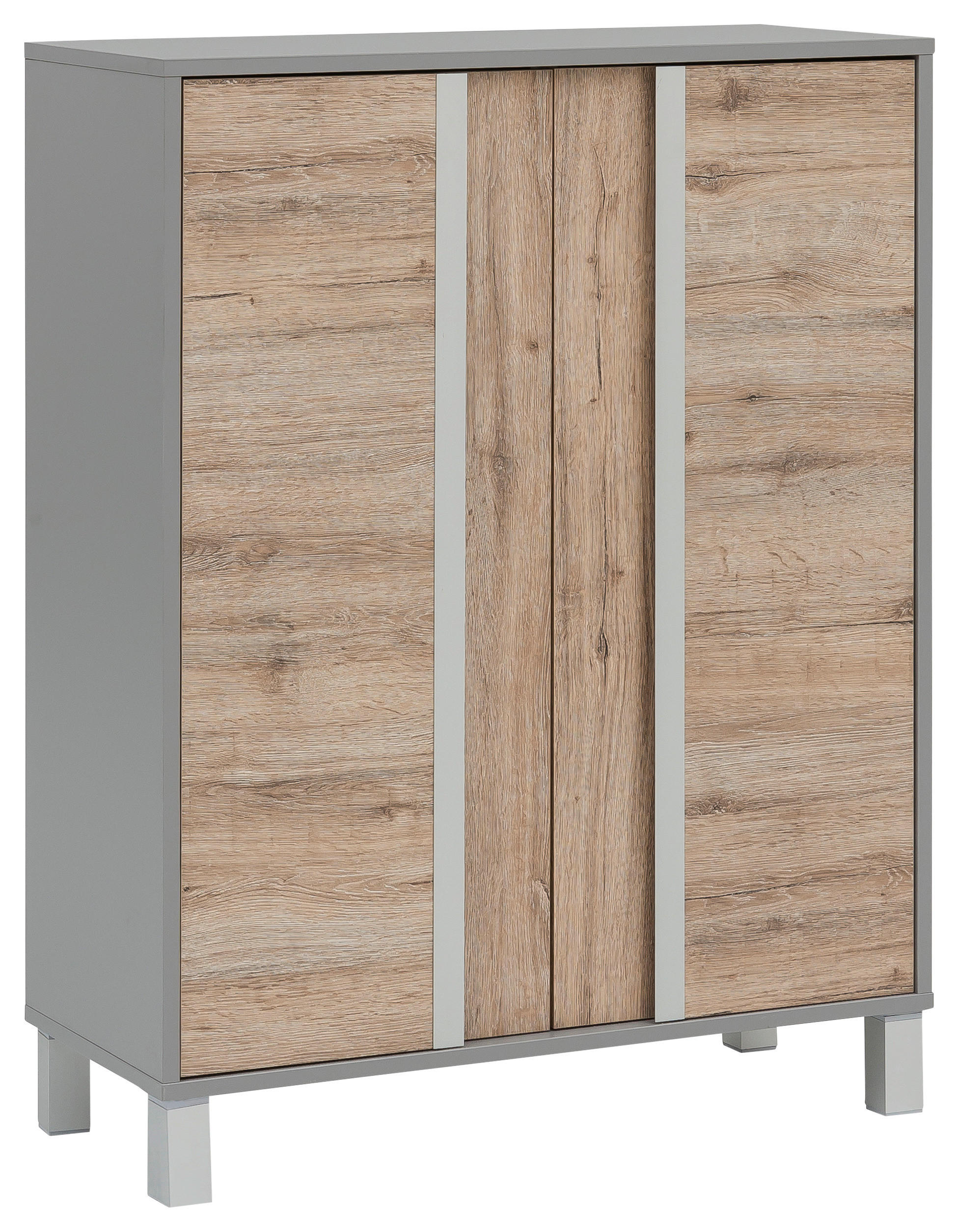 MIDISCHRANK 77,5/103,5/33,5 cm  - Eichefarben/Silberfarben, KONVENTIONELL, Holzwerkstoff/Metall (77,5/103,5/33,5cm) - Stylife