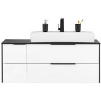 WASCHTISCHKOMBI 122 cm  - Weiß Hochglanz/Schwarz, Basics, Glas/Keramik (122cm) - Voleo
