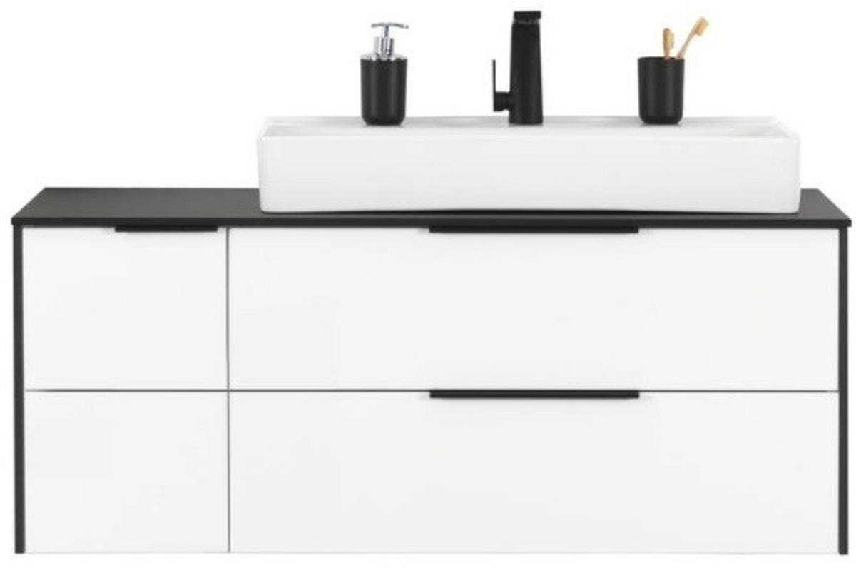 WASCHTISCHKOMBI 122 cm  - Weiß Hochglanz/Schwarz, Basics, Glas/Keramik (122cm) - Voleo