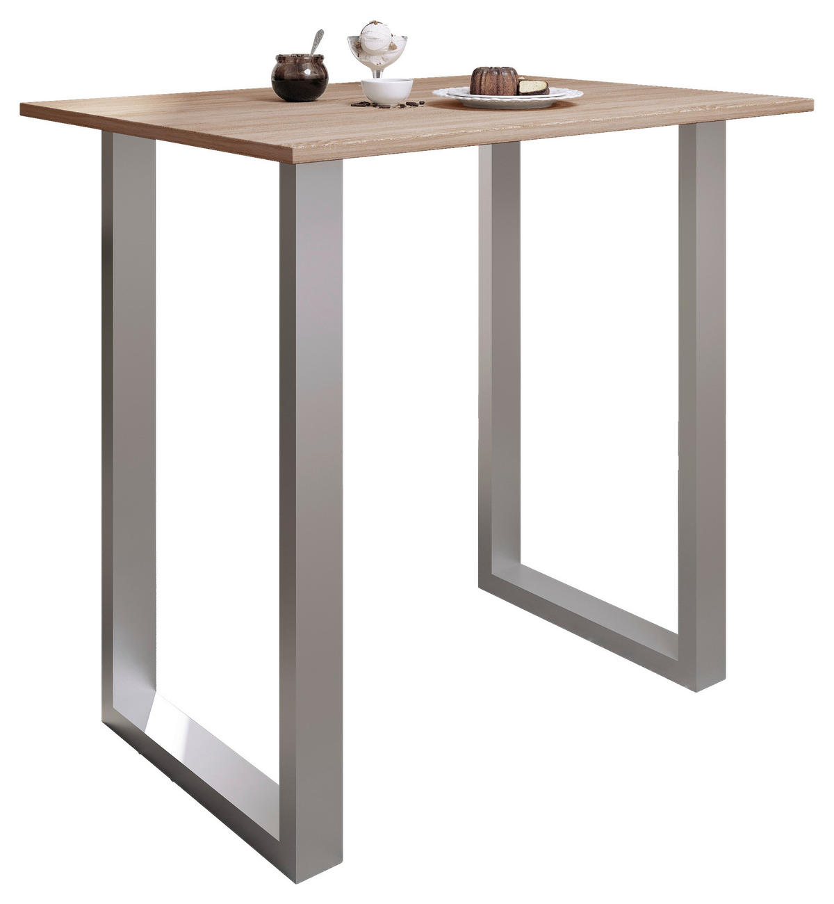BARTISCH in Metall, Holzwerkstoff 110/80/102 cm   - Silberfarben/Sonoma Eiche, Konventionell, Holzwerkstoff/Metall (110/80/102cm)