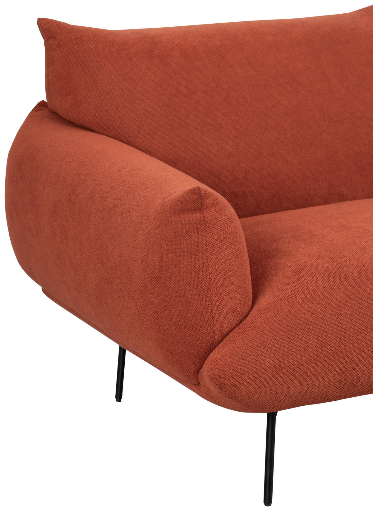 SOFA Mikrofaser Terracotta  - Terracotta/Schwarz, Trend, Textil/Metall (185/77/83cm) - P & B