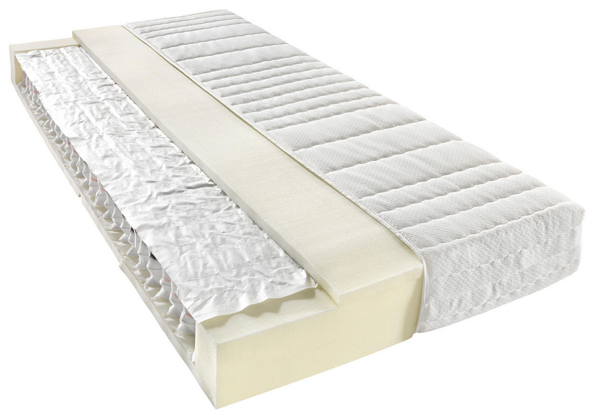 TASCHENFEDERKERNMATRATZE H2 CARRY MEDICA NOVA 90/200 cm Höhe ca. 20 cm 5 -Zonen - Weiß, Basics, Textil (90/200cm) - Breckle