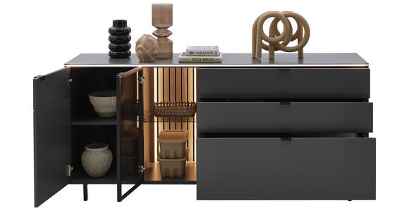 SIDEBOARD Anthrazit  186,2/86,1/46 cm  - Anthrazit/Schwarz, Design, Glas/Holz (186,2/86,1/46cm) - Dieter Knoll