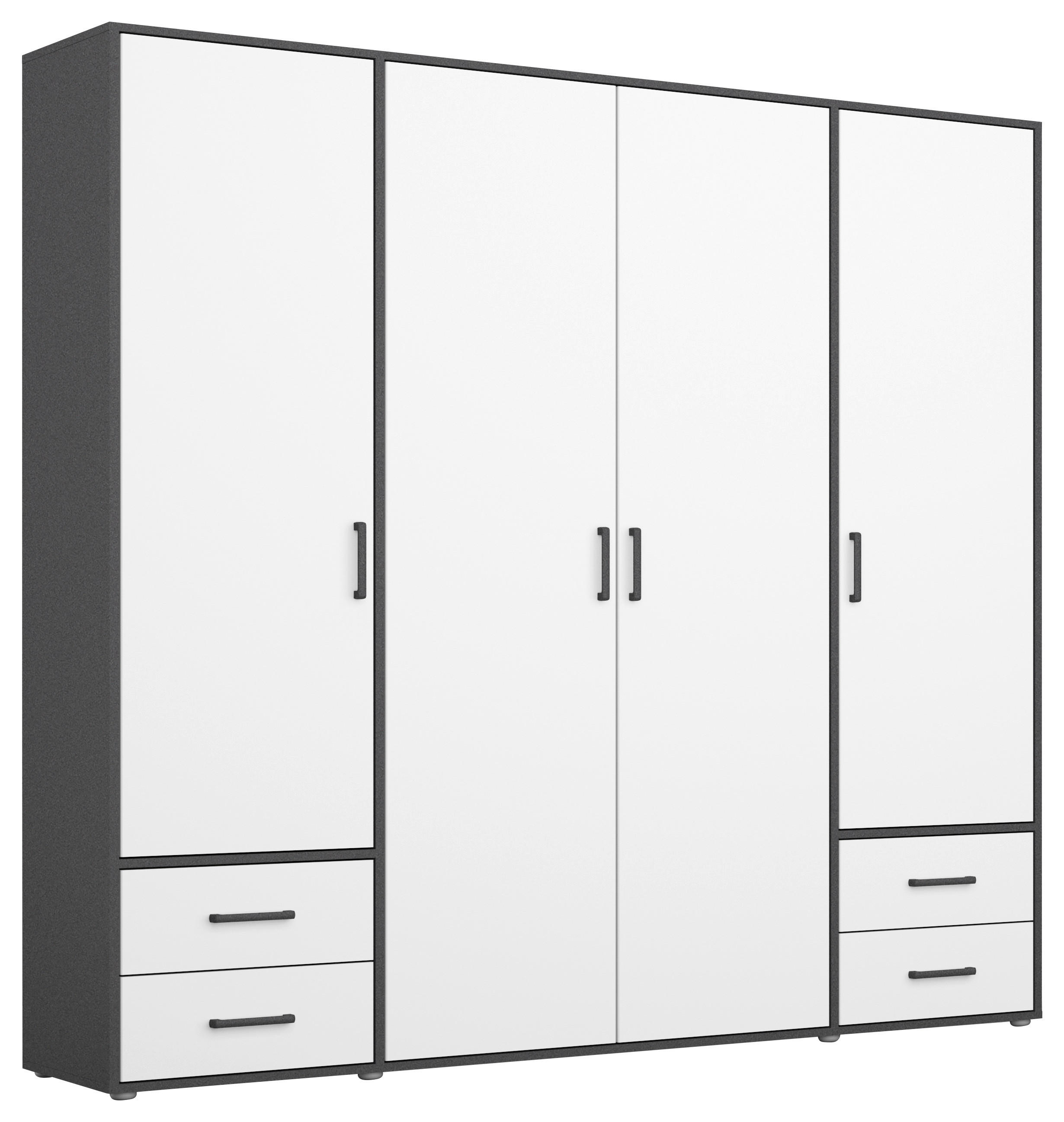 DREHTÜRENSCHRANK 187/194/53 cm 4-türig Grau, Weiß  - Weiß/Grau, MODERN, Holzwerkstoff/Kunststoff (187/194/53cm) - Rauch Möbel