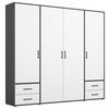 DREHTÜRENSCHRANK in Grau, Weiss  - Weiss/Grau, Modern, Holzwerkstoff/Kunststoff (187/194/53cm) - Rauch Möbel