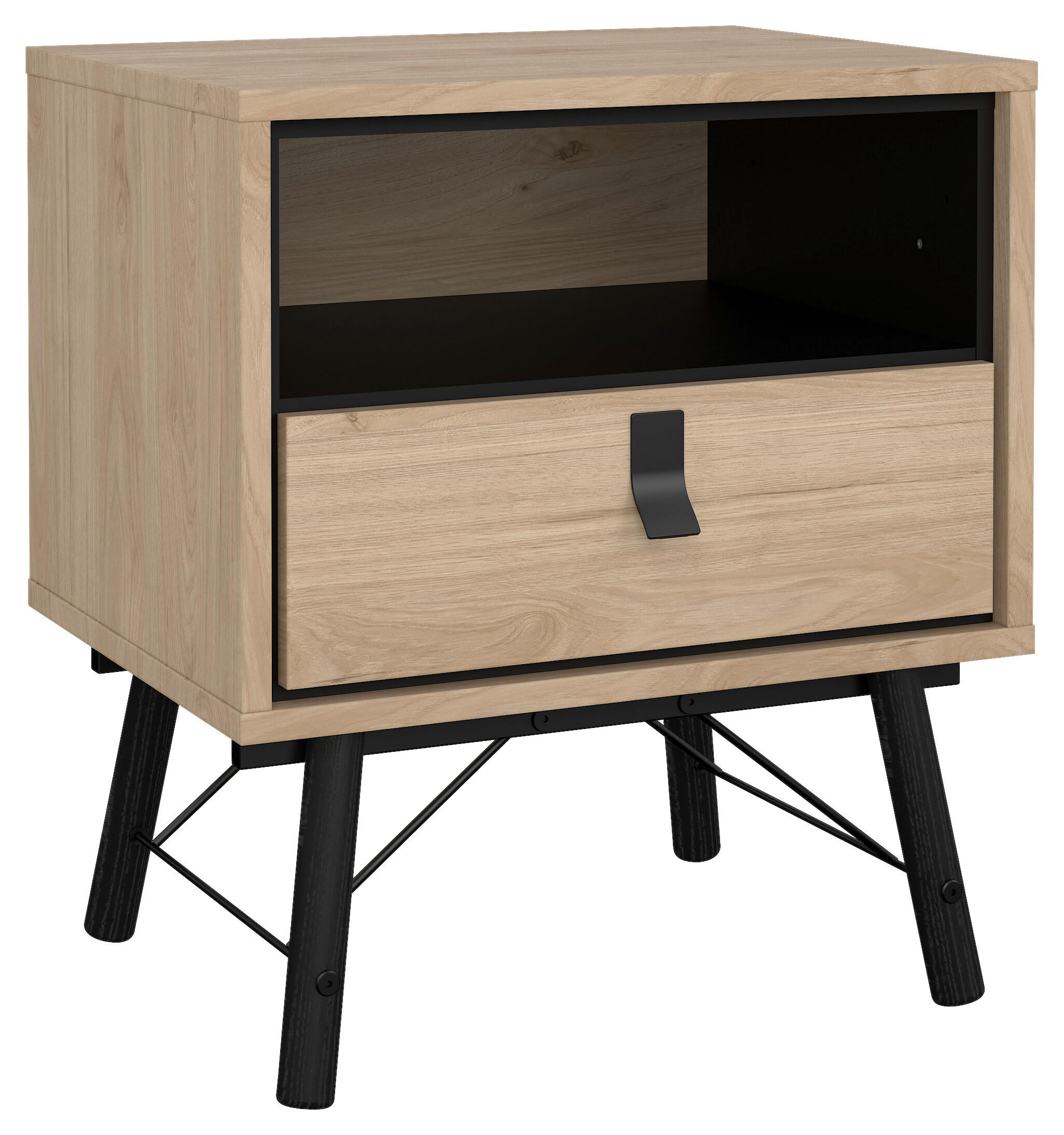 NACHTKÄSTCHEN in Eichefarben  - Eichefarben/Schwarz, MODERN, Holz/Holzwerkstoff (53,3/59,6/40,1cm) - MID.YOU