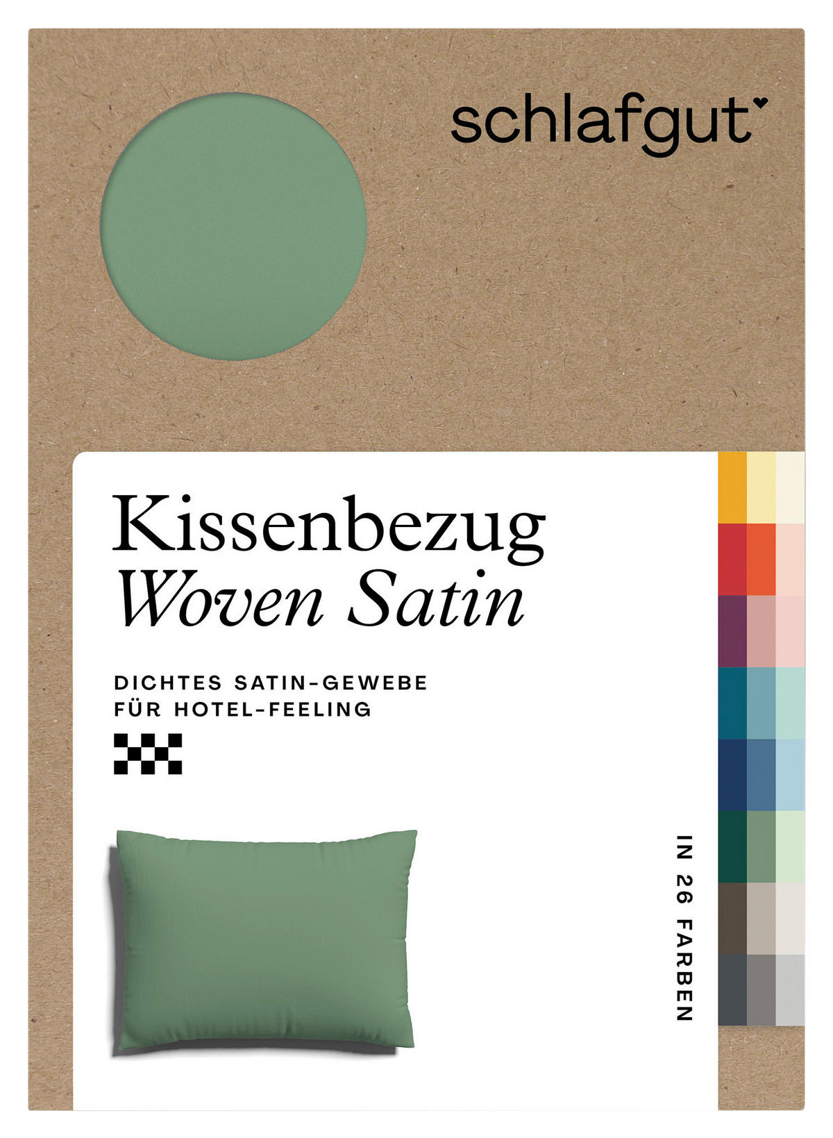KOPFPOLSTERBEZUG WOVEN SATIN 60/80 cm  - Grün, Basics, Textil (60/80cm) - Schlafgut