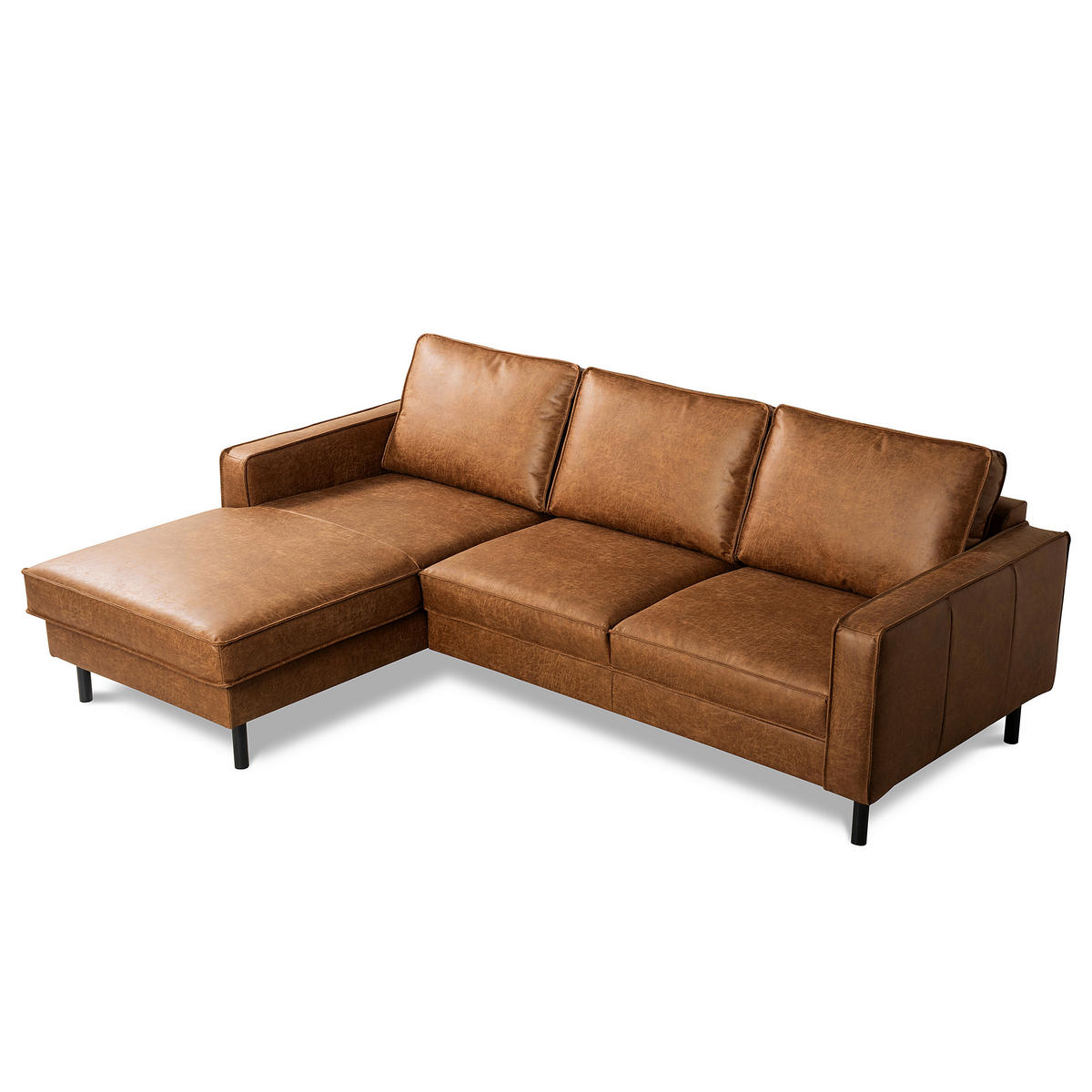 ECKSOFA Hellbraun Echtleder Lederlook Rücken echt  - Hellbraun, Design, Leder/Textil (166/238cm) - Livetastic