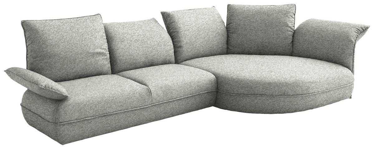 ECKSOFA Chenille Ecru  - Ecru/Schwarz, Design, Kunststoff/Textil (343/154cm) - Koinor