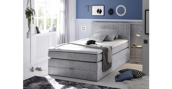 BOXSPRINGBETT 140/200 cm  in Hellgrau  - Hellgrau/Schwarz, Design, Kunststoff/Textil (140/200cm) - Xora