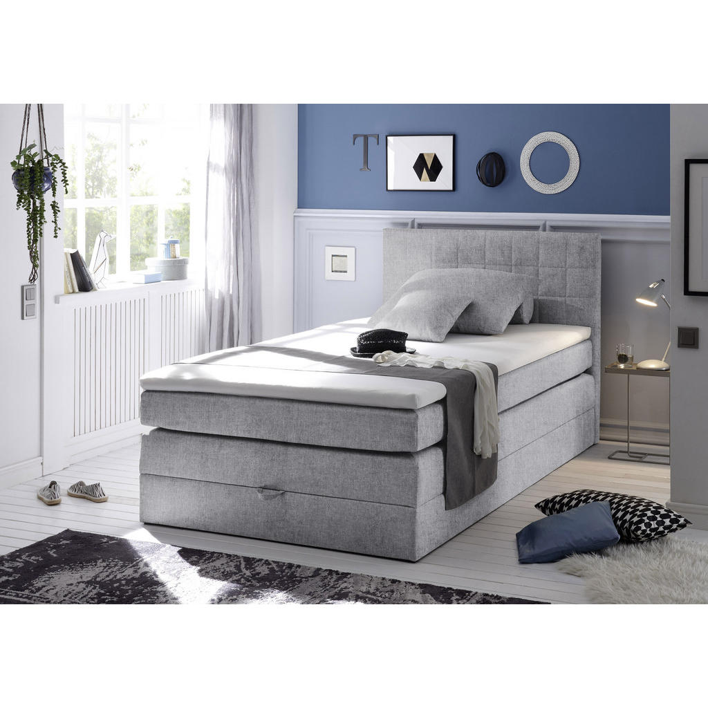 Thumbnail - Xora Boxspringbett, Hellgrau, Textil, H2, Höhe ca. 17 cm, 140x200 cm, Topper durchgehend, in verschiedenen Größen erhält...