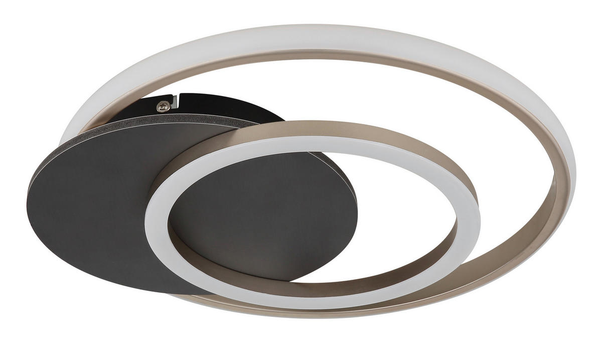 STROPNÍ LED SVÍTIDLO, 38/36/6,5 cm - šedá/opál, Design, kompozitní dřevo/plast (38/36/6,5cm) - Globo