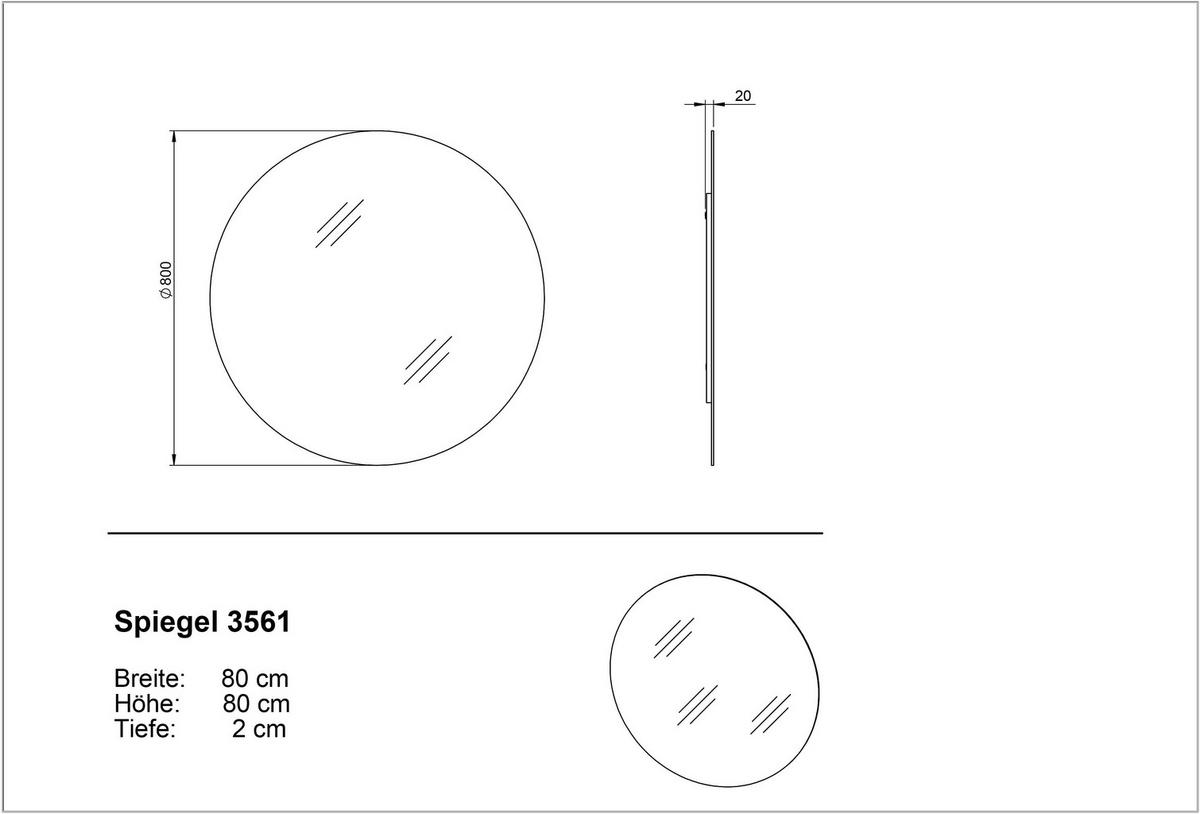 WANDSPIEGEL  - Klar/Schwarz, Basics, Glas/Holzwerkstoff (80/80/2cm)