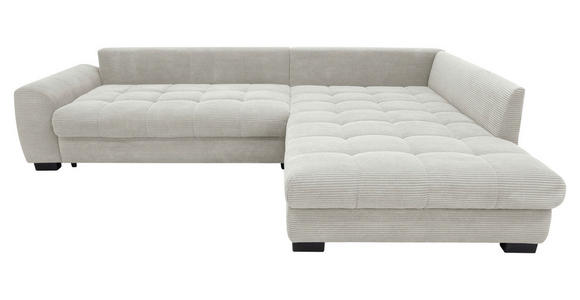 ECKSOFA Elfenbein Cord Rückenkissen, Armlehnenkissen, Bettkasten, Schlaffunktion, Rücken echt, Liegefläche im Originalstoff  - Elfenbein/Schwarz, KONVENTIONELL, Kunststoff/Textil (304/212cm) - Carryhome