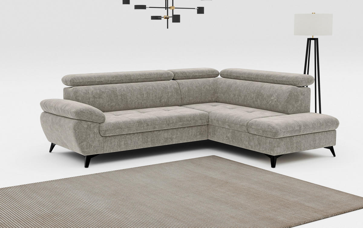 ECKSOFA in Schlammfarben  - Schlammfarben/Schwarz, Textil/Metall (265/207cm) - MID.YOU