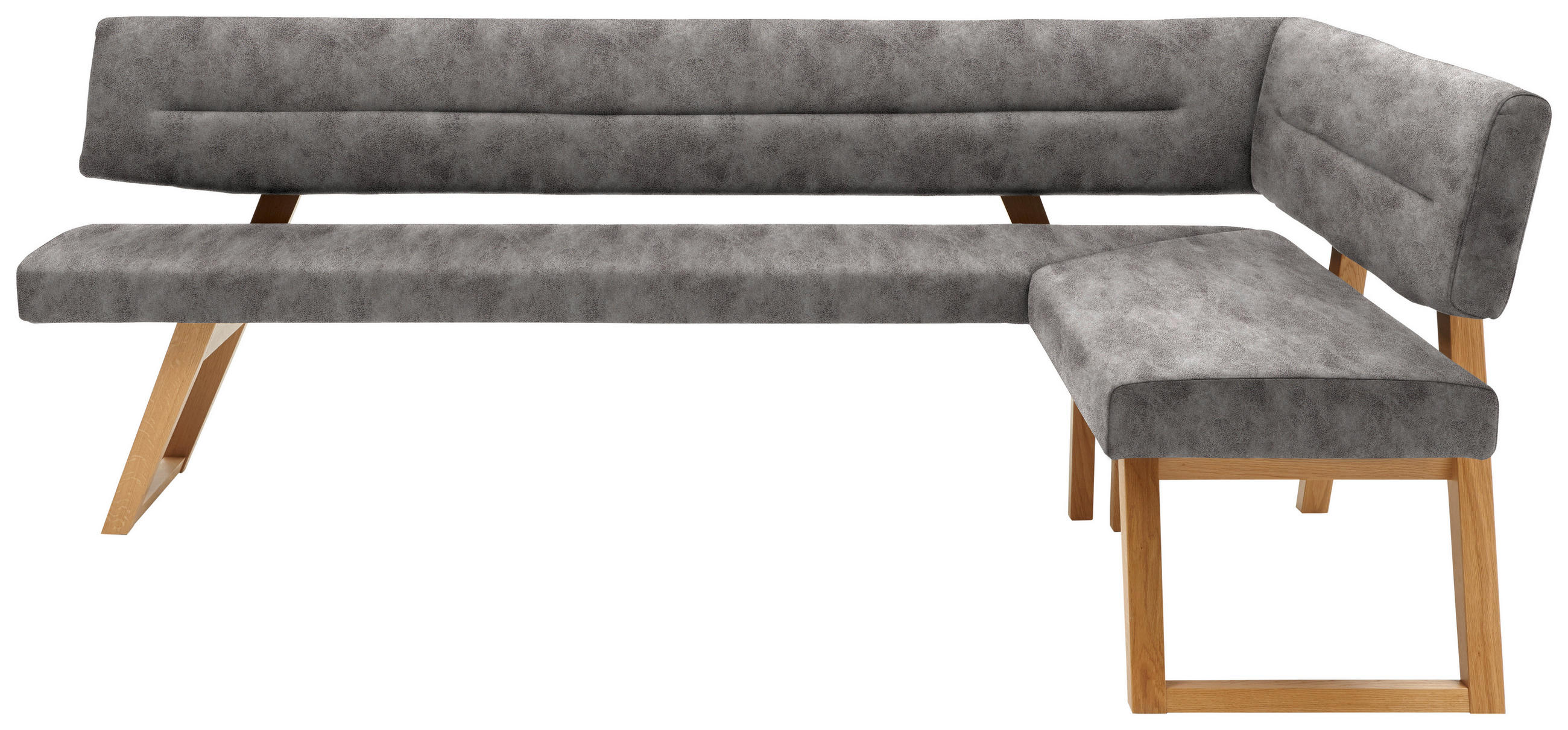 ECKBANK Holz, Textil Grau  - Eichefarben/Grau, Konventionell, Holz/Textil (225/155cm) - Dieter Knoll