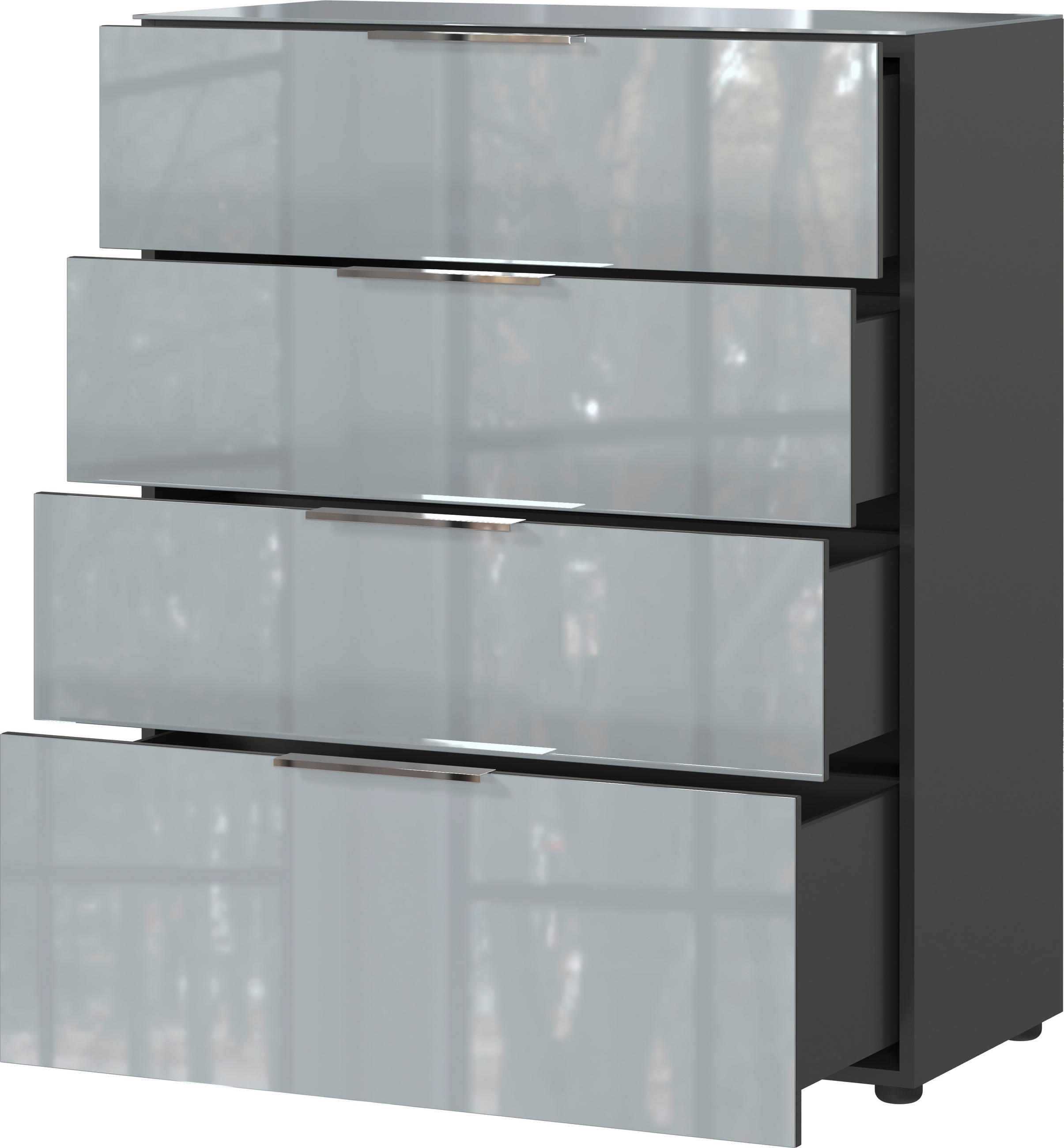 KOMÓD 83/102/42 cm - krómszínű/grafitszürke, Modern, műanyag/faalapú anyag (83/102/42cm) - Premium Living