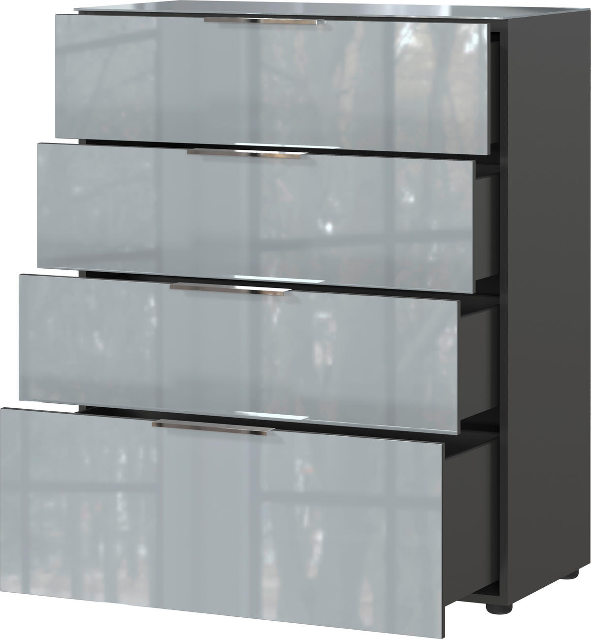 KOMÓD 83/102/42 cm  - krómszínű/grafitszürke, Modern, műanyag/faalapú anyag (83/102/42cm) - Premium Living