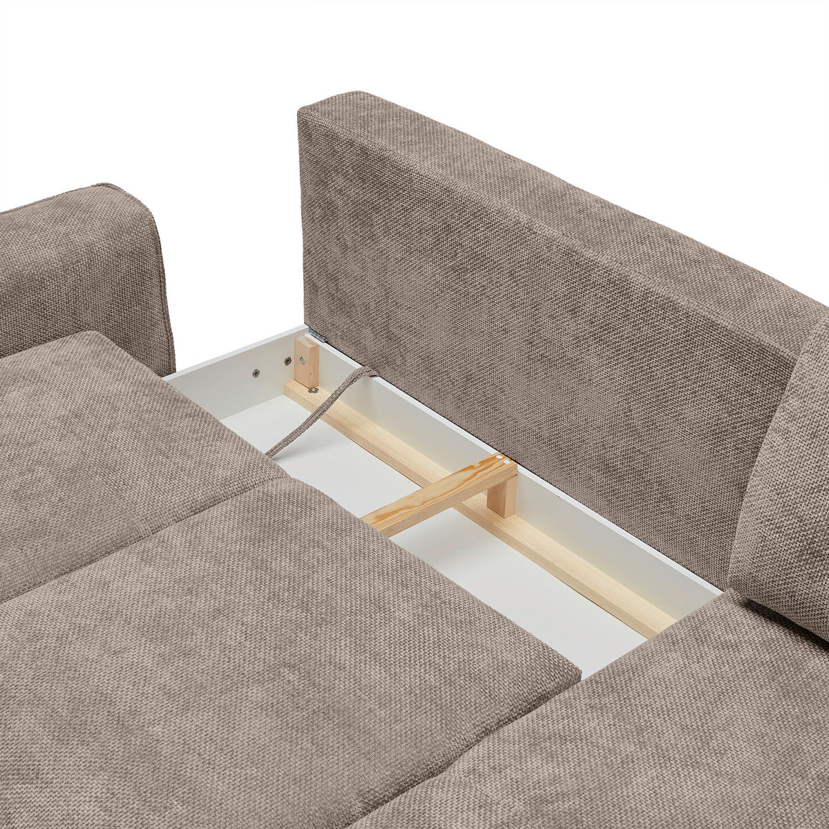 HÖRNSOFFA i vävt tyg beige  - beige/svart, Modern, metall/textil (255/164cm) - MID.YOU
