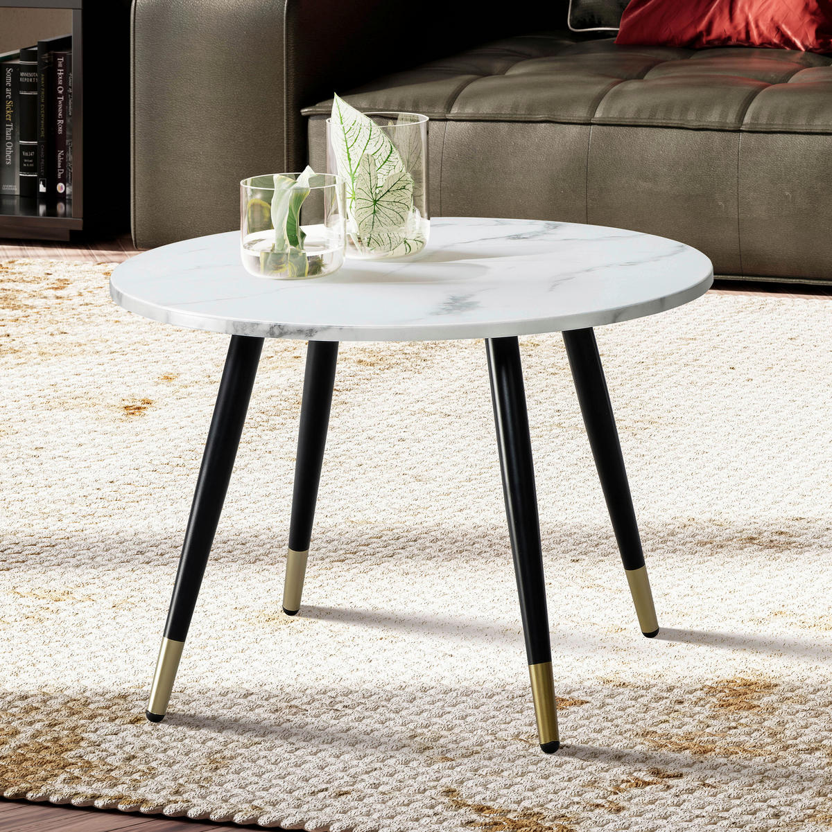 COUCHTISCH in Holzwerkstoff 60/60/41 cm  - Weiss/Goldfarben, Design, Holzwerkstoff/Metall (60/60/41cm) - MID.YOU