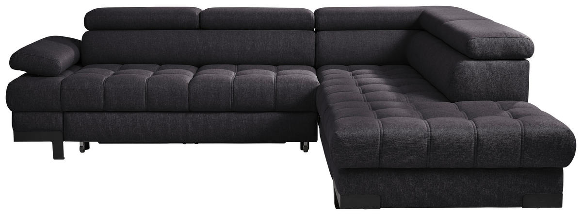 ECKSOFA in Webstoff Schwarz  - Schwarz, Design, Textil/Metall (263/223cm) - Welnova
