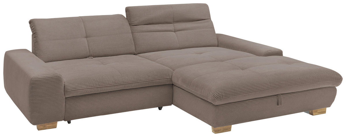 ECKSOFA Greige Cord  - Greige/Eichefarben, Design, Holz/Textil (276/198cm) - SetOne by Musterring